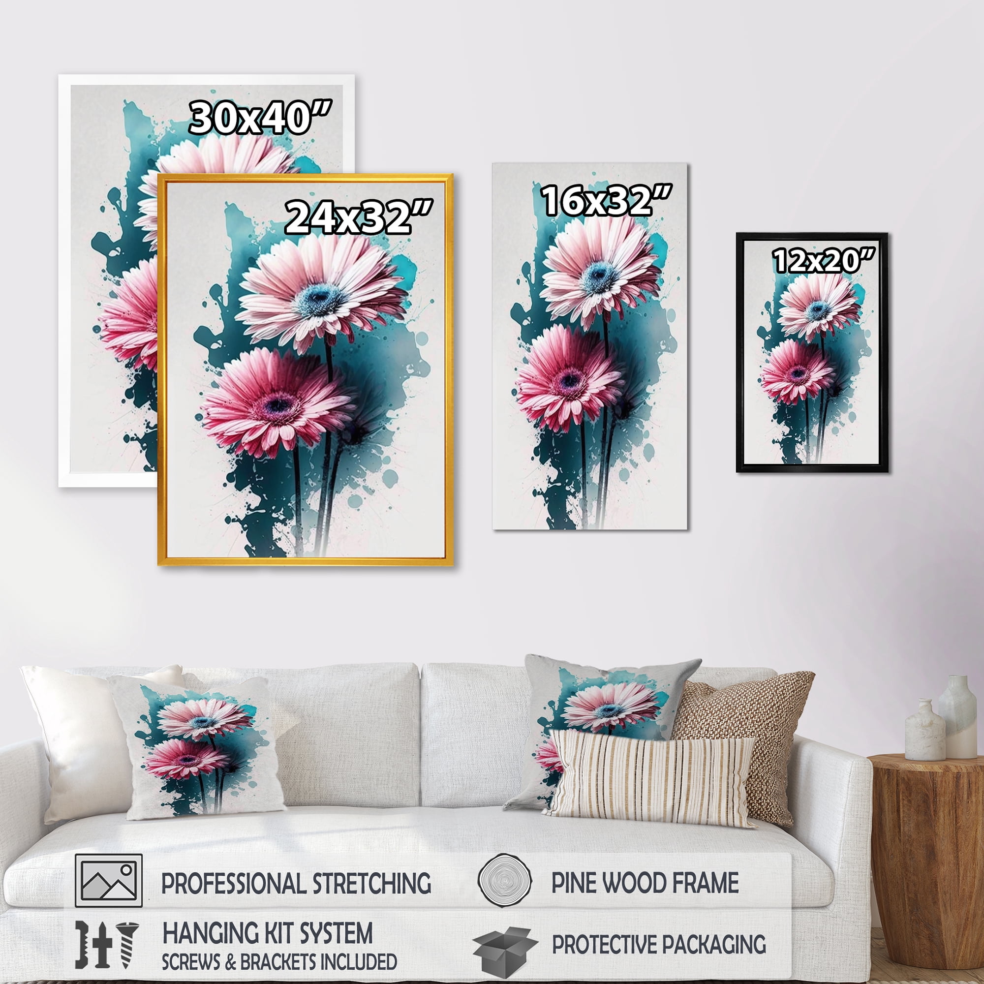 Designart Flower Gerbera IV Canvas Wall Art