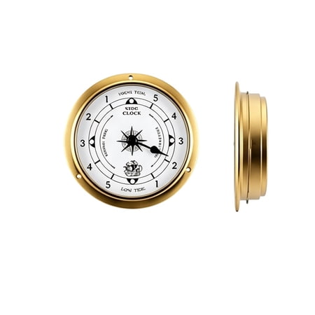 4.5 Inch Brass Tide Clock, Nautical Wall Mounted High & Low Tide Clock, Marine Coastal Weather Station Decorative Clock for Boat, Beach House, Ocean Cabin Home Decor