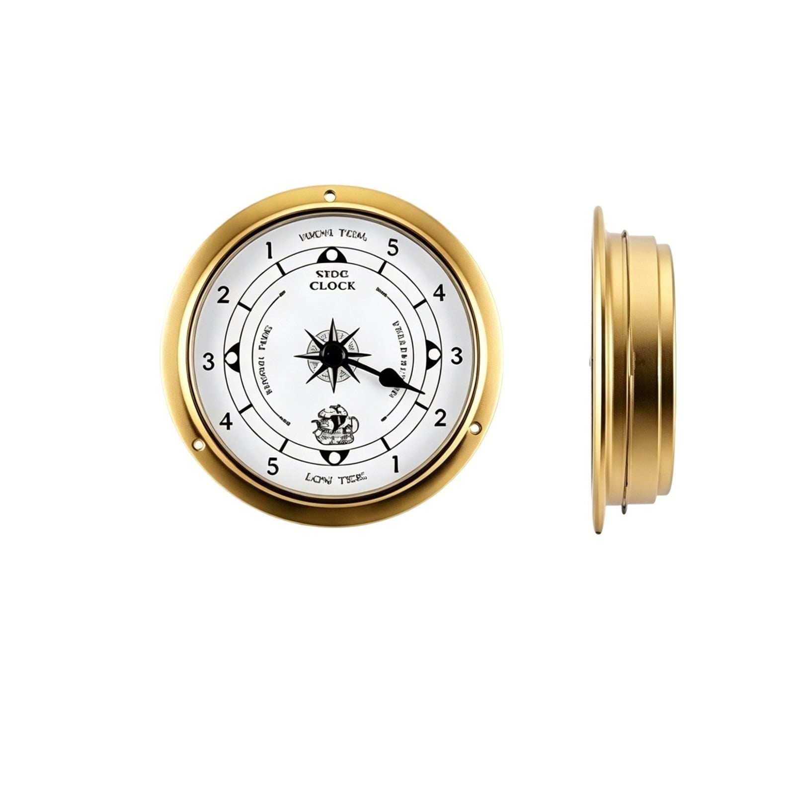 4.5 Inch Brass Tide Clock, Nautical Wall Mounted High & Low Tide Clock, Marine Coastal Weather Station Decorative Clock for Boat, Beach House, Ocean Cabin Home Decor