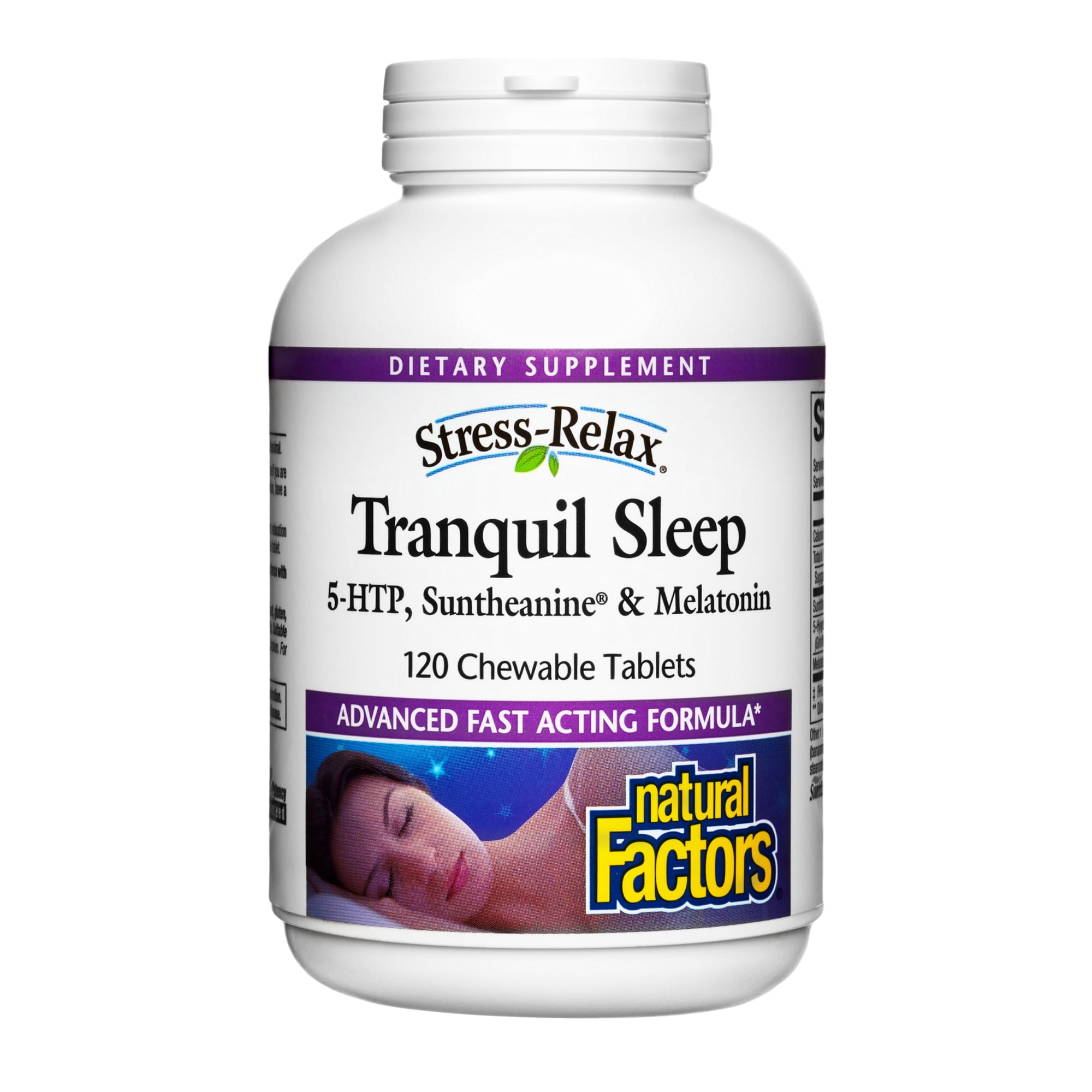Natural Factors Stress-Relax Tranquil Sleep Chewable, Supports the Full Sleep Cycle, 120 Tablets