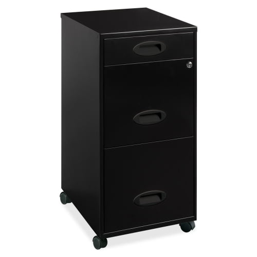Lorell Hirsh 18"D 3 Drawer Mobile Metal File Cabinet with Pencil Drawer in Black