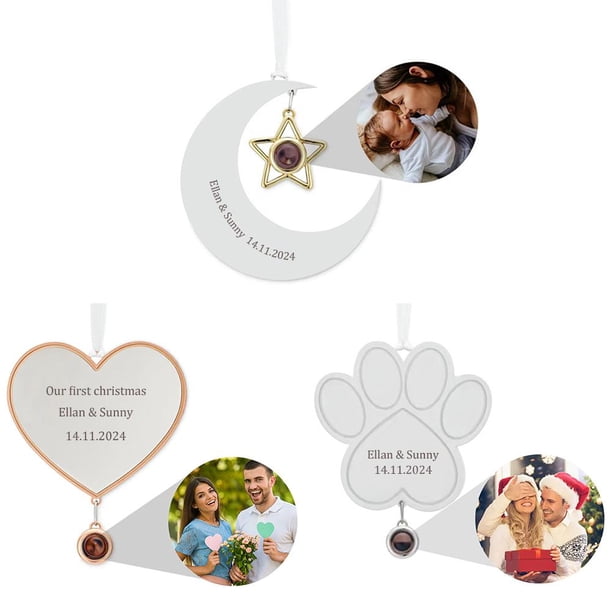 EZLIFE Adorno fotográfico personalizado con imagen colgante, cinta para regalo de Navidad, bolígrafo para árbol K6I3