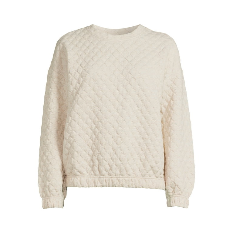White clearance quilted sweatshirt