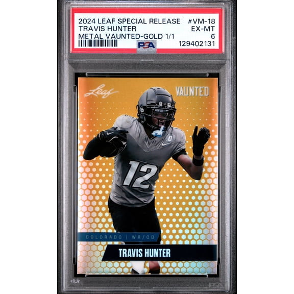 PSA 6 Travis Hunter 2024 Leaf Vaunted Metal #VM-18 Gold 1/1 Rookie Card