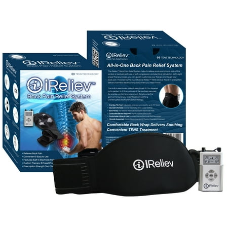 TENS Unit Back Pain Relief System with Conductive Back Wrap from iReliev