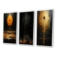 thumbnail image 3 of Designart "Solitary Moonlit Serenity" Modern Geometric Framed Wall Art Set Of 3 - Orange Abstract Geometric Frame Gallery Set For Office Decor, 3 of 6