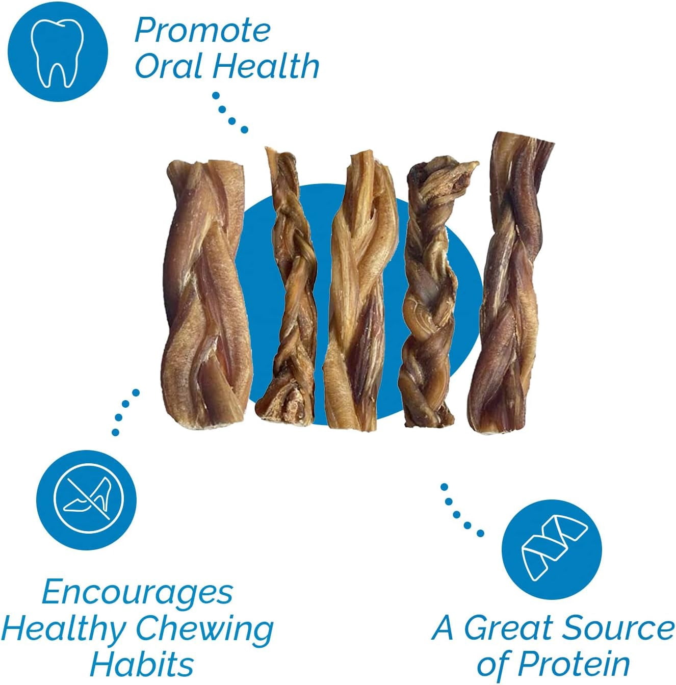 Braided Bully Sticks 5-6 inches Chews for Dogs | All Natural (8 Ounce Bag) by 123 Treats