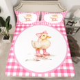 thumbnail image 2 of jejeloiu Cute Little Duckling Twin Sheet Sets,Pink Bow Bowtie Twin Fitted Sheet,Geometric Plaid Flat Sheet For Girl Boys,Luxury Bedroom Decor,3-Piece, 2 of 7