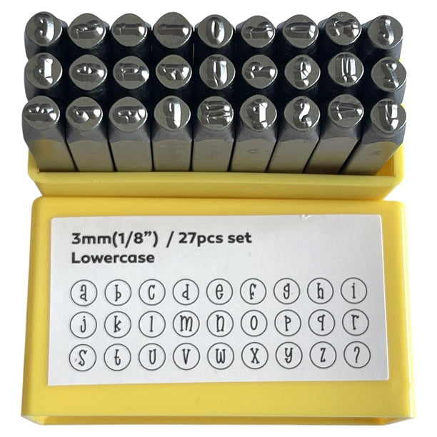 Juego de estampillas de metal 27pcs kit de herramientas de estampado de metal para madera de acero inoxidable de latón Minúscula