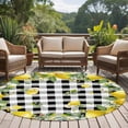 thumbnail image 4 of Round Rugs 5Ft, Lemon Farmhouse Round Area Rug Washable Indoor Throw Carpet, Summer Fruit Botanical Black Checked Soft Non Slip Circle Rug for Cabinet Bathroom Home Decor Aesthetic, 4 of 8