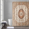 thumbnail image 5 of Vintage Farm Shower Curtain for Bathroom, Bohemian Style Orange Boho Farmhouse Retro Waterproof Cloth Fabric Bathroom Accessories Set with 12 Rust Proof Plastic Hooks, 36"x78", 5 of 9