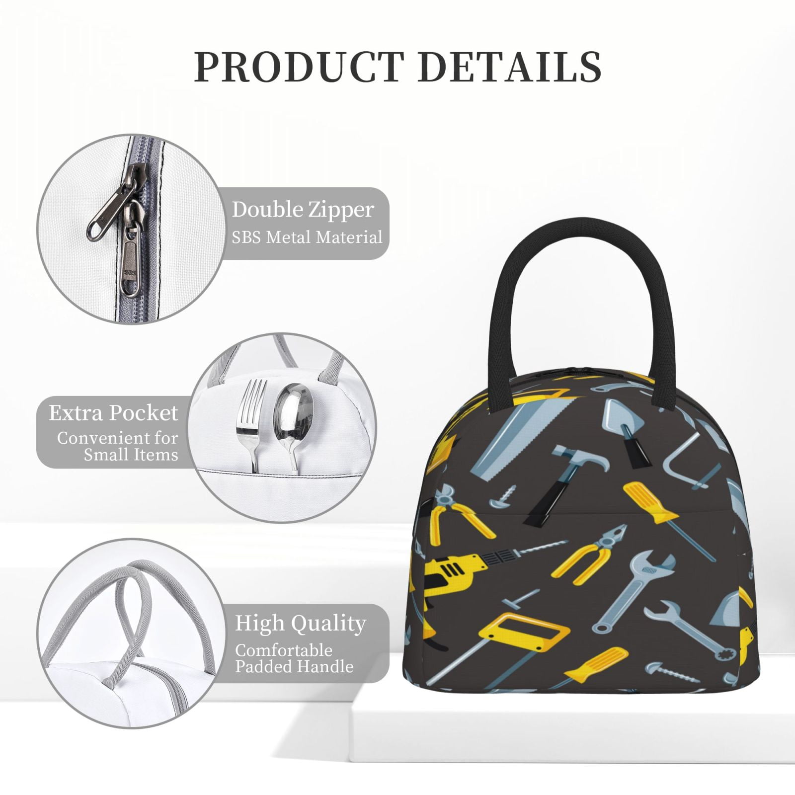 Logiee Repair tools (2) Print Lunch Bag for Women & Men,Adult Insulated Lunch Box,Food Lunch Containers,Reusable High Capacity Lunch Tote Bags for Work, Travel, Outdoor