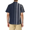 thumbnail image 3 of INSPIRE CHIC Men's Shirts Short Sleeve Summer Cotton Patchwork Button Down Shirts L Navy White, 3 of 6