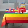 Carnival Pride Rainbow Banner Theme 12 Pack Premium Disposable Plastic Tablecloth 54 Inch. x 108 Inch. Rectangle Table Cover By Grandipity