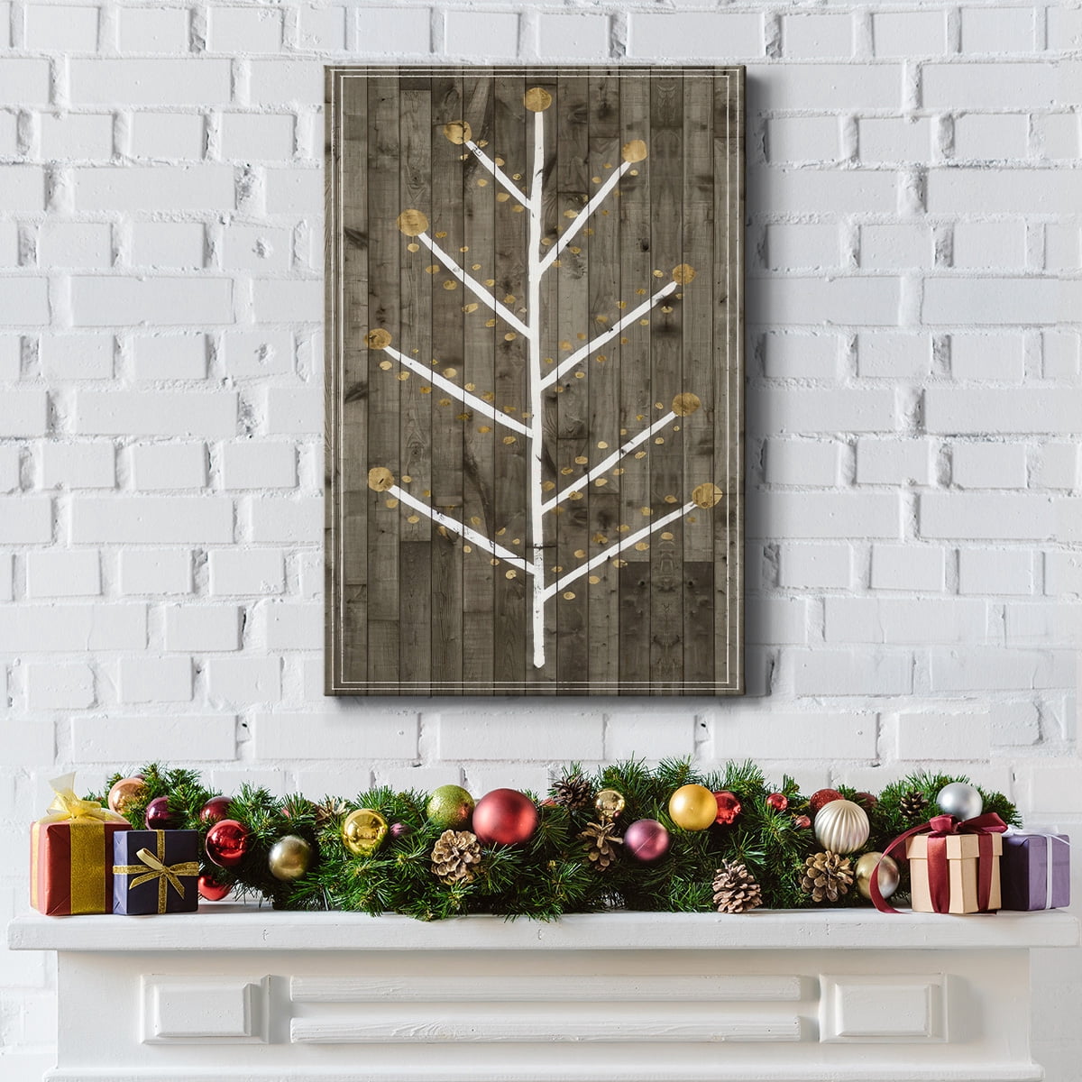 Wooded White Christmas Collection B- Gallery Wrapped Canvas