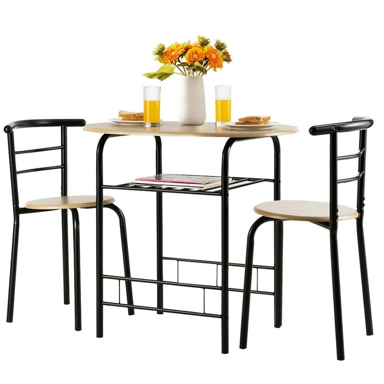 Costway 3 Pcs Dining Set 2 Chairs And Table Compact Bistro Pub