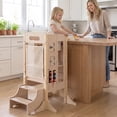 thumbnail image 4 of Gymax Foldable Toddler Step Stool Wooden Kitchen Standing Tower w/ 2-Setp Stool, 4 of 10