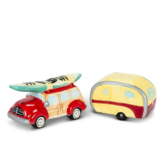 Abbott Collection Woody Car & Camper Salt&Pepper-2"H, 2 inches high, multi colour
