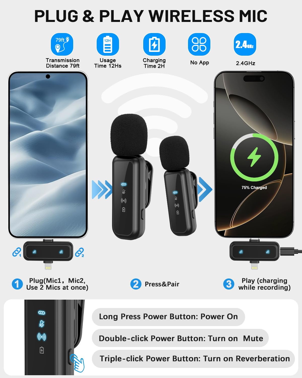 Content Creator Essentials Kit for iPhone/Android, 71" Adjustable Phone Tripod with Light, Wireless Remote & Microphone