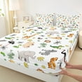 thumbnail image 3 of jejeloiu Giraffe Elephant Zebra Twin Sheet Sets,Kawaii Zoo Anima Twin Fitted Sheet,Hawaii Coconut Tree Flat Sheet For Boys Kids,Microfiber Bedroom Decor,3pcs, 3 of 7