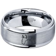 thumbnail image 2 of Tungsten Deer Staring Doe Love Engraved Band Ring 8mm Men Women Comfort Fit Gray Step Bevel Edge Brushed Polished, 2 of 4