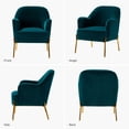 thumbnail image 3 of Velvet Upholstered Accent Chair Metal Legs Curved Backrest Lounge Home Armchair Bedroom Adult Teal, 3 of 7