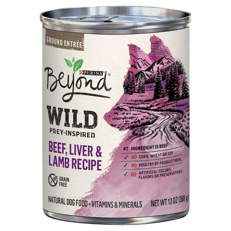 UPC: 0017800180900 | Purina Beyond WILD Prey-Inspired Grain Free High Protein Beef Liver & Lamb Pate Recipe Wet Dog Food – (12) 13 oz. Cans