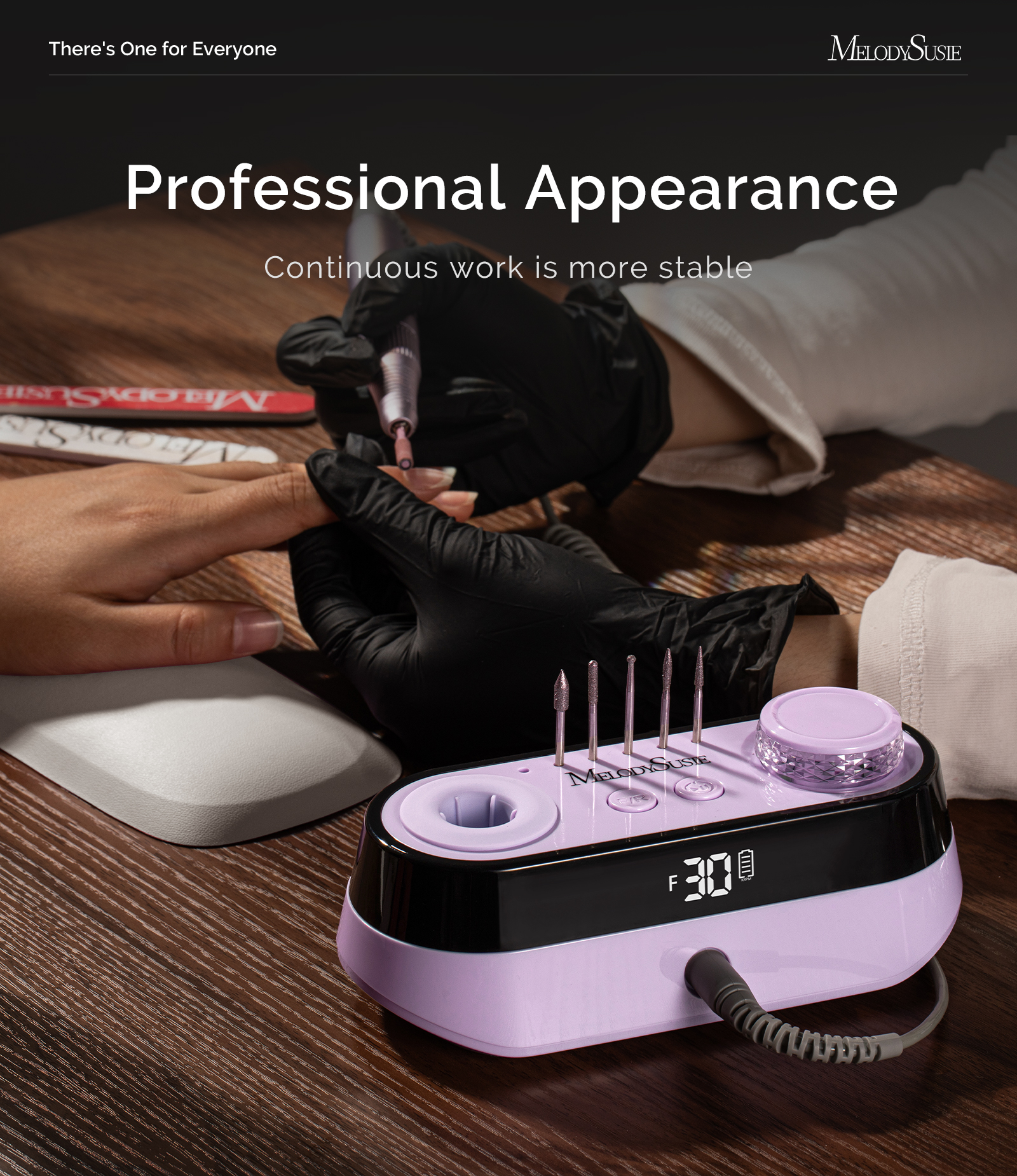 MelodySusie Cordless Desktop Nail Drill, 30000 RPM Electric File for Acrylic and Gel Nails, SC320A