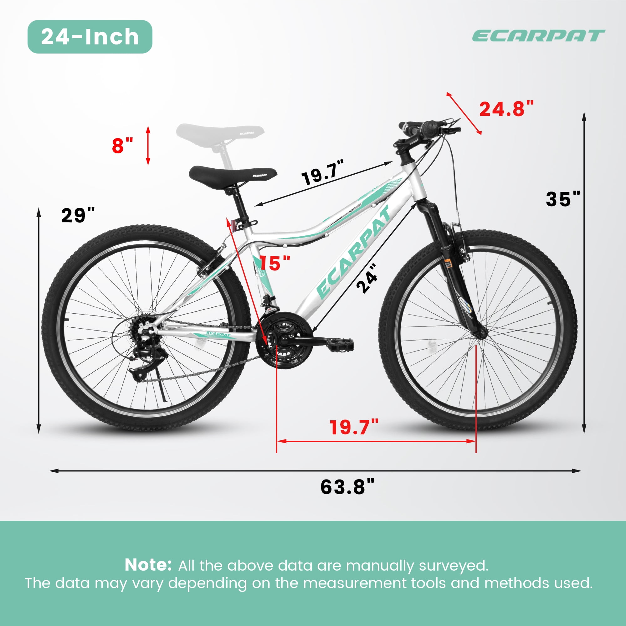 Wintgher自転車 26-Inch Mountain Bike with 21-Speed Twist Shifter, Front