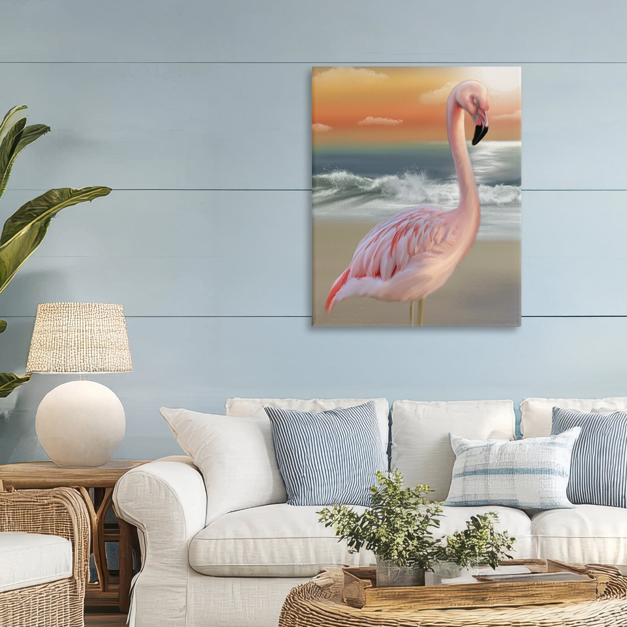 Stupell Industries Coastal Beach Flamingo Canvas Wall Art, design by Matthew Piotrowicz