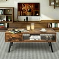 thumbnail image 3 of Gymax Retro Coffee Table Mid Century Modern Living Room Furniture w/Open Storage Shelf, 3 of 10