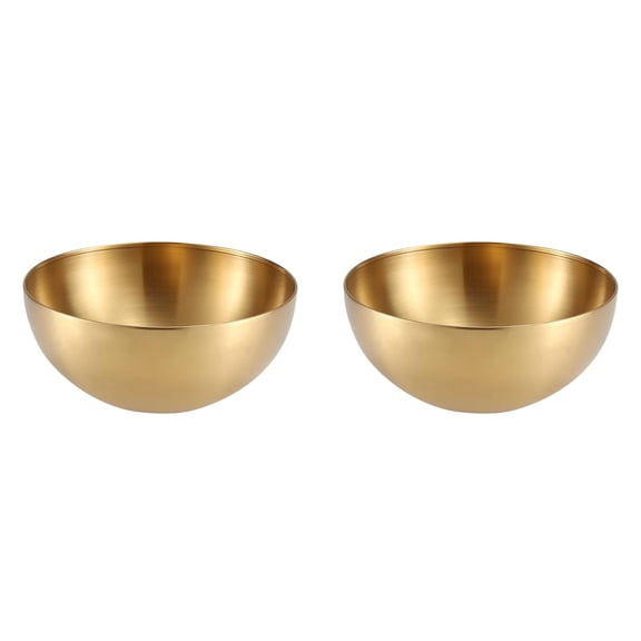 5.9 Inch Gold Stainless Steel Bowl - 30 oz Decorative Serving Dish for Salad, Fruit, Soup, or Snacks, Metal Bowl for Kitchen Counter, Dining Table, or Entryway Decor (2 Pcs)