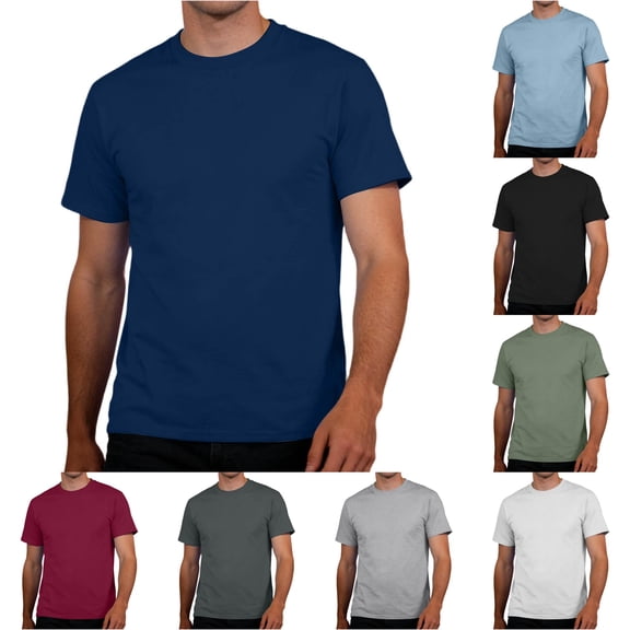 FINALGANG Mens Crew Neck Plain Blank Solid Color Short Sleeve T-Shirt Regular Fit Basic Daily Outdoor Soft Casual Shirts For Daily Wear Cozy Top Navy XXL