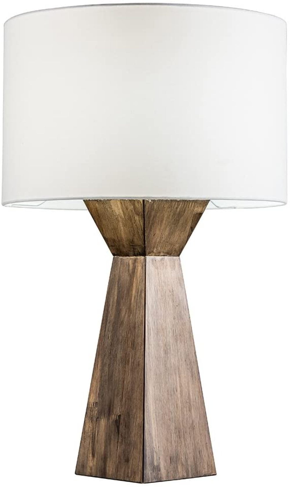 Espresso Geometric Wood Table Lamp wNatural Jute Shade