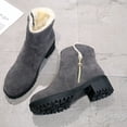 thumbnail image 4 of Bnwani Womens Boots Fashion Toe Square Zipper Mid-Heel Thick High Mid-Calf Velvet Solid Boot Gray Size 5, 4 of 5