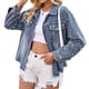 thumbnail image 2 of Chaqueta Vaquera Extragrande para Mujer, Abrigo Vaquero con Cuentas Azul XL, 2 of 10