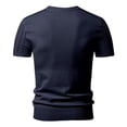 thumbnail image 4 of ZXLBBD Men's T-Shirts Ribbed Short Sleeve Knitted Sweater Solid Color Crew Neck Pullover Top Loose Fit Work Business Casual Summer Tshirt,Navy,M, 4 of 6