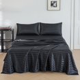 thumbnail image 5 of ANMINY Satin Sheets Silk Sheets King Black Stripe Bed Sheet Set Deep Pocket Bed Flat Fitted Sheet, 4-Pieces, 5 of 7