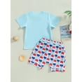 thumbnail image 5 of Aojekbee Independence Day Baby Boys Outfits Summer Popsicle Print Short Sleeve T-shirt and Casual Elastic Shorts Set, 5 of 10