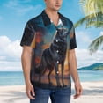 thumbnail image 3 of Balery Moonlit Night Sky Wolf Camisas hawaianas de manga corta para hombre, camisas playeras de corte holgado, camisas de vacaciones con botones,3X-Large, 3 of 7