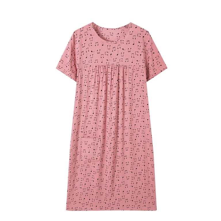 Early Bird Deal Women S Sleep Shirts Camisas de dormir para mujer Women Print Casual Round Neck Short Sleeve Fashion Sleepshirts Dress SOPATENOR Pink 2XL Walmart