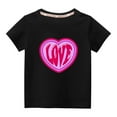 thumbnail image 2 of Lilgiuy Kids Toddler Valentine's Day T-Shirt Girls Boys Short Sleeve Crewneck Love Heart Graphic Breathable Cotton Tops Gift for Children (Black), 2 of 5