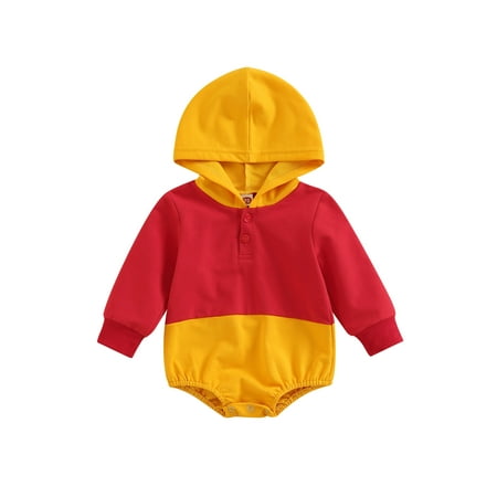 

Huakaishijie Baby Girl Boy Clothes Newborn Hooded Romper Casual Long Sleeve Contrast Color One-Piece Bodysuit