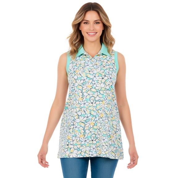 Woman Within Plus Size Sleeveless Polo Tunic