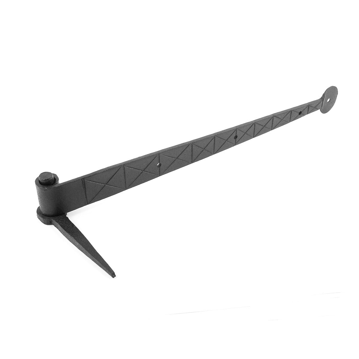 Renovators Supply Black Wrought Iron Lift Off Pintle Strap Hinge 14 in Bean tip Diamond Etch Reversible Pintle Strap Gate and Door Hinges w/Hardware