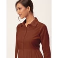 thumbnail image 5 of Moomaya Solid Tiered Dress For Women, Cotton Dress With Collar, 5 of 8