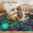 thumbnail image 4 of ODIKA 2'x3' Washable Throw Rug Retro 80S Interlocking Abstract Shapes Squiggle Funky Memphis Refined Structured for Hallway, Study Room, Non-Slip Low Profile, Flatwoven, 4 of 7