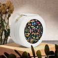 thumbnail image 6 of Yiaed Bright Mushrooms Print Travel Jewelry Case Bridesmaid Gift Boxes Jewelry Travel Organizer Small Round Jewelry Box Mini Storage-White, 6 of 7