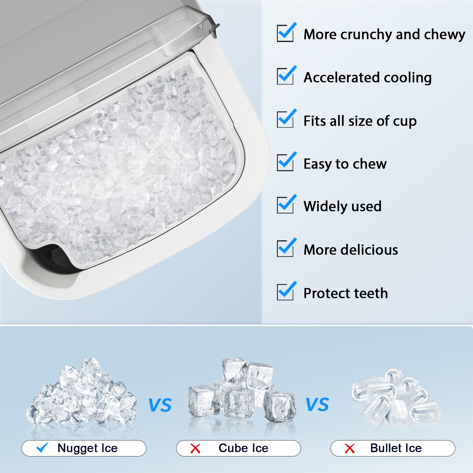 FREE VILLAGE Nugget Ice Maker Countertop Ready in 7 Mins,33lbs/24H Chewable Pellet Ice Machine with Self-Cleanin Function,Portable Ice Makers with Ice Scoop & Basket for Home Kitchen Office,Steel