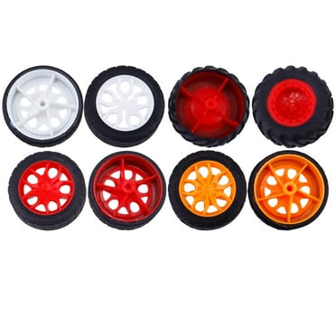 ITSELFER 8pcs Plastic Four-wheel Drive Toy Wheels Replacement Car Model Accessories